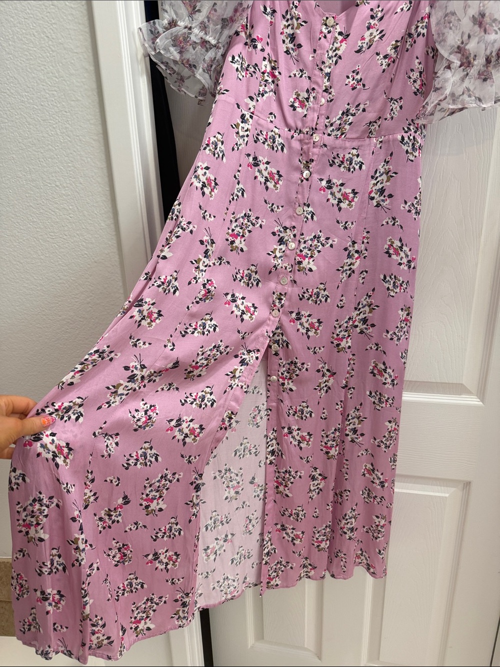 French Connection printed Pink button down dress - Picture 7 of 9